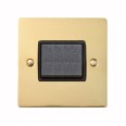 6A Triple Pole Fan Isolator Switch in Polished Brass with Black Trim and Switch, Elite Flat Plate