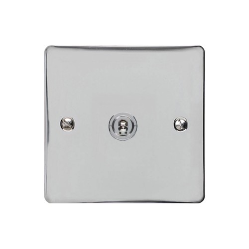 1 Gang 2 Way 20A Dolly Switch in Polished Chrome Flat Plate and Toggle, Elite Flat Plate