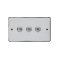 3 Gang 2 Way 20A Dolly Switch in Polished Chrome Flat Plate and Toggle, Elite Flat Plate