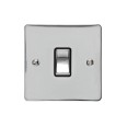 1 Gang 2 Way 10A Rocker Switch in Polished Chrome Plate and Switch with Black Plastic Trim, Elite Flat Plate