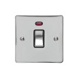 1 Gang 20A Double Pole Switch with Neon in Polished Chrome Plate and Switch with Black Trim, Elite Flat Plate