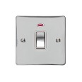 1 Gang 20A Double Pole Switch with Neon in Polished Chrome Plate and Switch with White Trim, Elite Flat Plate