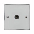 1 Gang TV/Coaxial Non-Isolated Socket in Polished Chrome Flat Plate with Black Trim, Elite Flat Plate