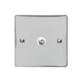 1 Gang Satellite Socket in Polished Chrome Flat Plate with White Plastic Trim, Elite Flat Plate
