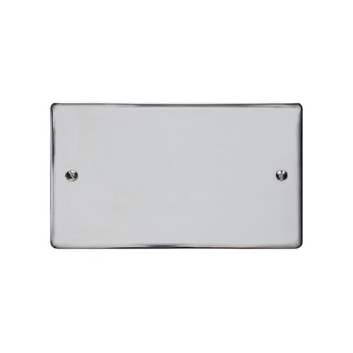 2 Gang Double Section Blank Plate in Polished Chrome, Elite Flat Plate