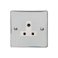 5A 3 Pin Unswitched Socket in Polished Chrome Flat Plate with White Trim, Elite Flat Plate