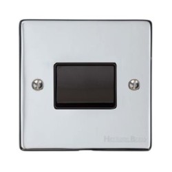 6A Triple Pole Fan Isolator Switch in Polished Chrome with Black Trim and Switch, Elite Flat Plate
