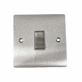 1 Gang 2 Way 10A Rocker Switch in Satin Chrome Plate and Switch with Black Plastic Trim, Elite Flat Plate