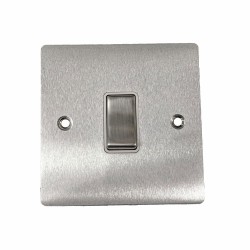1 Gang Intermediate 10A Rocker Switch in Satin Chrome Plate and Switch with Plastic Trim, Elite Flat Plate