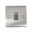 1 Gang 20A Double Pole Rocker Switch in Satin Chrome Plate and Switch with White Trim, Elite Flat Plate
