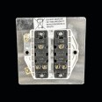 2 Gang 2 Way 10A Rocker Switch in Satin Chrome Plate and Switch with White Plastic Trim, Elite Flat Plate