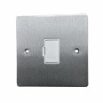1 Gang 13A Unswitched Fused Spur in Satin Chrome Flat Plate with White Plastic Trim, Elite Flat Plate
