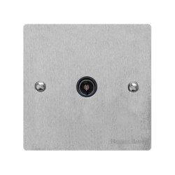 1 Gang TV/Coaxial Non-Isolated Socket in Satin Chrome Plate with Black Trim, Elite Flat Plate