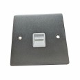 1 Gang Secondary Telephone Socket in Satin Chrome Flat Plate with White Trim, Elite Flat Plate