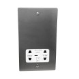 Shaver Socket Dual Voltage Output 110/240V in Satin Chrome Flat Plate with White Trim, Elite Flat Plate