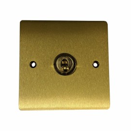 1 Gang Intermediate 20A Dolly Switch in Satin Brass Flat Plate and Toggle, Elite Flat Plate