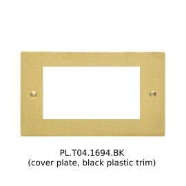 4 Gang Euro Module Satin Brass Elite Flat Plate with Black Insert (Cover Plate Only), Heritage Brass PL.T04.1694.BK