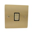 1 Gang 2 Way 10A Rocker Switch in Satin Brass Plate and Switch with Black Plastic Trim, Elite Flat Plate