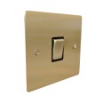 1 Gang 2 Way 10A Rocker Switch in Satin Brass Plate and Switch with Black Plastic Trim, Elite Flat Plate