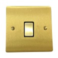 1 Gang 20A Double Pole Rocker Switch in Satin Brass Plate and Switch with Black Trim, Elite Flat Plate