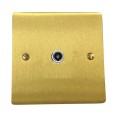 1 Gang TV/Coaxial Non-Isolated Socket in Satin Brass Plate with White Trim, Elite Flat Plate