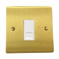 1 Gang RJ45 Data Socket Outlet in Satin Brass Flat Plate with White Trim, Elite Flat Plate