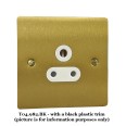 1 Gang 5A 3 Pin Unswitched Socket in Satin Brass Flat Plate with Black Plastic Trim, Elite Flat Plate