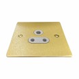 1 Gang 5A 3 Pin Unswitched Socket in Satin Brass Flat Plate with White Trim, Elite Flat Plate