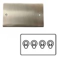 4 Gang 2 Way 20A Dolly Switch in Satin Nickel Flat Plate and Toggle Switch, Elite Flat Plate