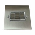 3 Gang 2 Way 10A Rocker Switch in Satin Nickel Plate and Switch with White Plastic Trim, Elite Flat Plate
