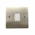 1 Gang 13A Unswitched Fused Spur in Satin Nickel Plate with White Plastic Trim, Elite Flat Plate