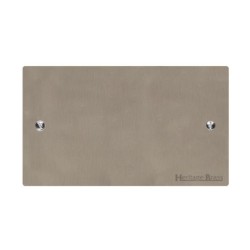 2 Gang Double Section Blank Plate in Satin Nickel Flat Plate, Elite Flat Plate