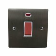 45A Red Rocker Cooker Switch (Single Plate) in Satin Nickel Plate with White Trim, Elite Flat Plate