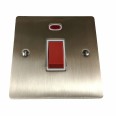 45A Red Rocker Cooker Switch (Single Plate) in Satin Nickel Plate with White Trim, Elite Flat Plate
