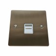 1 Gang Master Line Telephone Socket in Satin Nickel Plate with White Trim, Elite Flat Plate