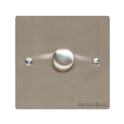 1 Gang 2 Way Trailing Edge LED Dimmer 10-120W Satin Nickel and Knob, Elite Flat Plate