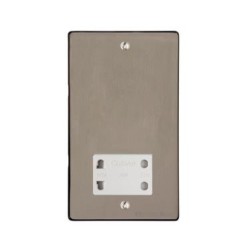 Shaver Socket Dual Voltage Output 110/240V in Satin Nickel Plate with White Trim, Elite Flat Plate