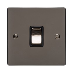 1 Gang 20A Double Pole Rocker Switch Polished Black Nickel Plate and Switch with Black Plastic Trim