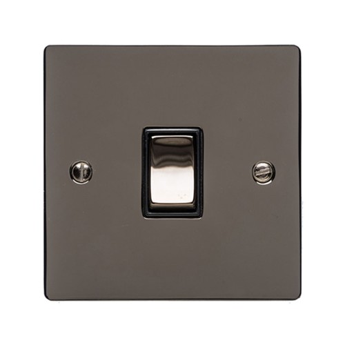 1 Gang 10A Intermediate Rocker Switch in Polished Black Nickel Plate and Switch with Black Plastic Trim