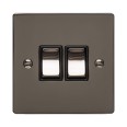 2 Gang 10A 2 Way Rocker Switch in Polished Black Nickel Plate and Switch with Black Plastic Trim