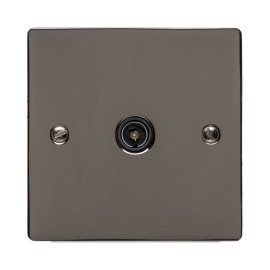 1 Gang TV/Coaxial Non Isolated Socket in Polished Black Nickel Elite Flat Plate with Black Trim