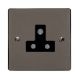 1 Gang 5A 3 Pin Unswitched Single Socket in Polished Black Nickel Elite Black Insert Elite Flat Plate