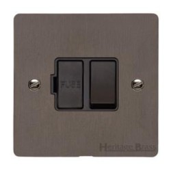 1 Gang 13A Switched Fused Spur in Matt Bronze Flat Plate and Black Plastic Rocker and Trim
