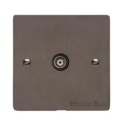 1 Gang TV/Coaxial Non Isolated Socket in Matt Bronze Elite Flat Plate with Black Trim