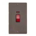 45A Red Rocker Cooker Switch with Neon (Twin Plate) Matt Bronze Elite Flat Plate with Black Trim