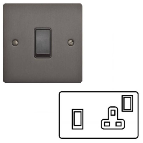 45A Red Rocker Cooker Switch with 13A Switched Socket and Neon Matt Bronze Elite Flat Plate with Black Plastic Rocker Switch and Trim