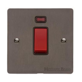 45A Red Rocker Cooker Switch (Single Plate) with Neon Matt Bronze Elite Flat Plate with Black Trim