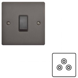 1 Gang 5A 3 Pin Unswitched Single Socket in Matt Bronze with Black Insert Elite Flat Plate