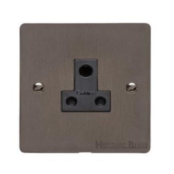 1 Gang 5A 3 Pin Unswitched Single Socket in Matt Bronze with Black Insert Elite Flat Plate