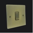 1 Gang 20A Double Pole Rocker Switch in Antique Brass Elite Flat Plate and Switch with Black Trim